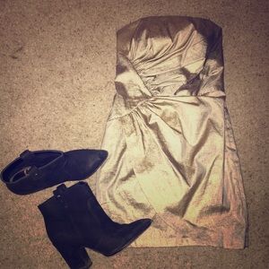 Gold strapless dress